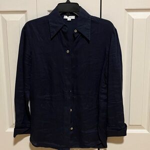 Vince women’s Dark Navy Button-Down blouse/shirt size XS Linen